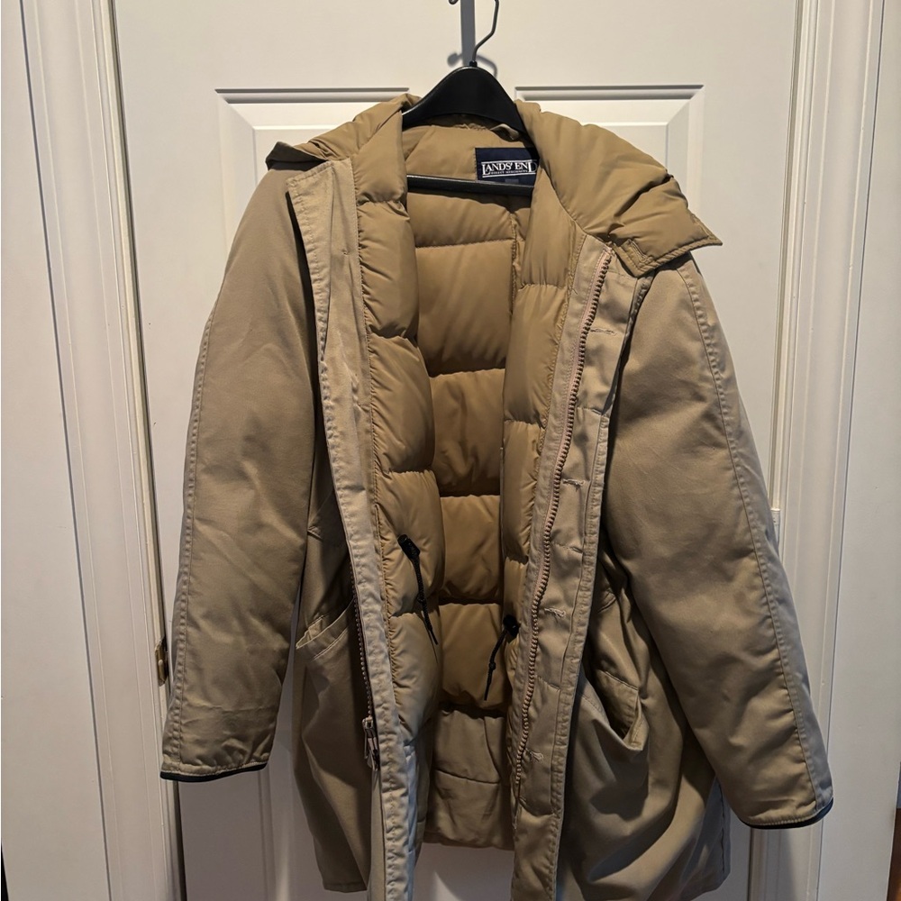 Lands' End Men's Khaki/Tan Insulated Puffer Parka